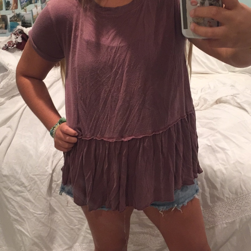 Maroon/ purple pleated flowy shirt💜
